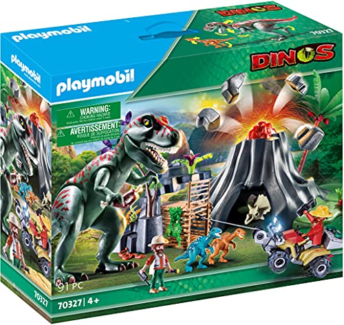 Playmobil 70327 Dinos XXL T-Rex Dinosaurier mit Vulkanausbruch und Figuren