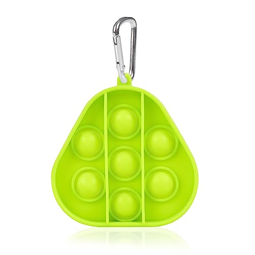 DAM. Mini Bubble Pop It Stressabbau, Silikonblasen zum Quetschen und Drücken. Dreieckiges Design mit Schlüsselanhänger. Farbe: Grün