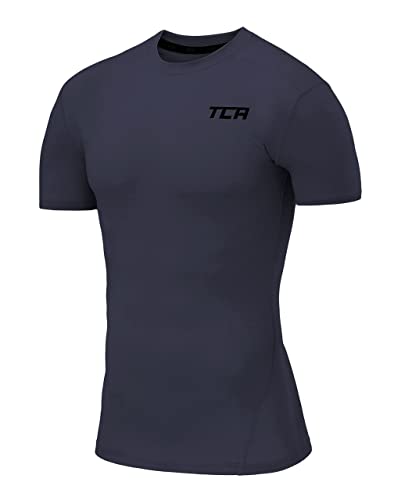 TCA Herren Pro Performance Shirt, Thermo, schnelltrocknendes Sportshirt, kurzärmliges und elastisches Funktionsshirt mit Passform Kompression - Dunkelgrau, M