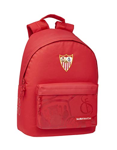 safta Unisex, Kinder Mochila Juvenil De Sevilla Fc Oficial para Portátil 14,1", 310x160x410mm Gepäck, Rot
