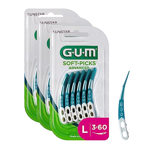 GUM SOFT-PICKS ADVANCED Interdentalreiniger | Gebogene Form Für Leichten Zugang Zu Schwer Zugänglichen Stellen | Sanfte Wirkung Für Empfindliches Zahnfleisch (L - 3x60)