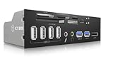 ICY BOX IB-863a-B Interner Multikartenleser für einen 5,25" Schacht (6-fach Kartenleser, 2x USB 3.0, 4x USB 2.0, 1x eSATA, Audio In/Out) (schwarz)