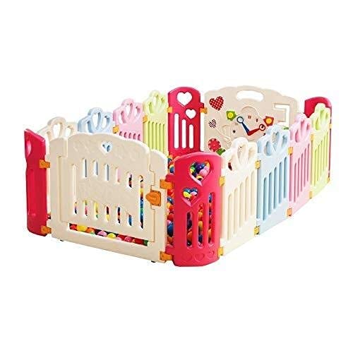 Baby-Laufstall Baby-Kunststoff-Laufstall mit bunten Platten Faltbarer Tragbarer Raumteiler Kind Kinder Barriere Spielzeug (Größe : 141x142cm)