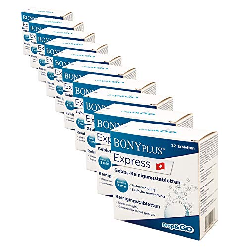 BonyPlus Express Reingungstabletten für Zahnschienen Prothesen - 10 Packungen (10 x 32 Reinigungstabletten)