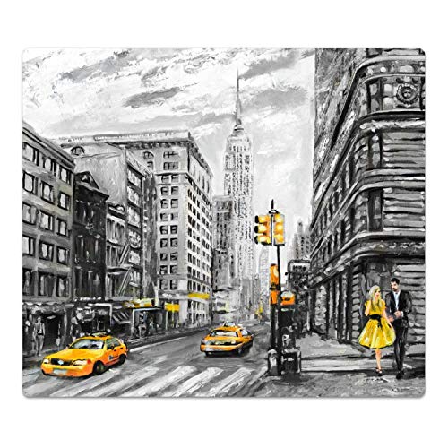 DekoGlas Herdabdeckplatte inkl. Noppen 'New York in Gray', gehärtetes Glas, Herd Ceranfeld Abdeckung, einteilig universal 52x60 cm