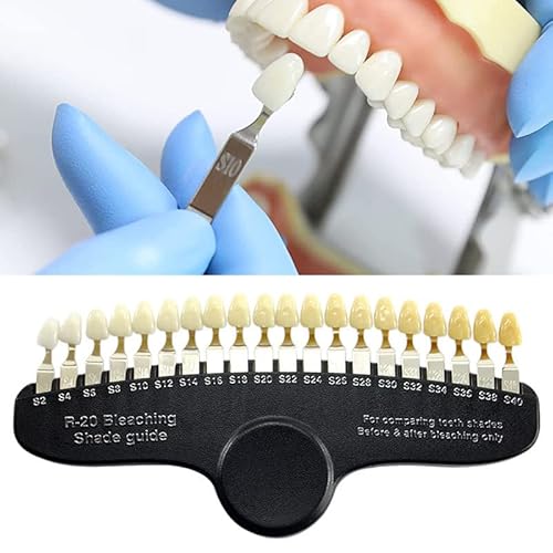 Professioneller 3D R-20 Teeth Whitening Shade Guide mit Spiegel, klassisches Tooth Bleaching Shade Chart 20 Farben, für Zahnarzt-Tracking-Zahnaufhellungskurs
