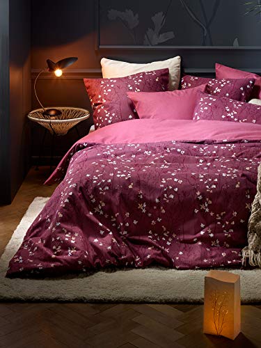De Witte Lietaer Violetta Bettwäschegarnitur, Bettbezug und Kissenbezüge, Baumwolle, Dunkelrosa, 240 x 220 cm