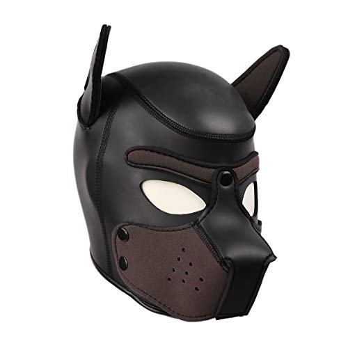 Kopfgeschirr Maske sm Kopfharness Bondage Fetisch SM Sex Spielzeug Augenmaske Kostüm kopfmaske hund Bettfesseln Rollenspiel mit mundöffnung Gummischwamm für Paare Erwachsene, (Braun)