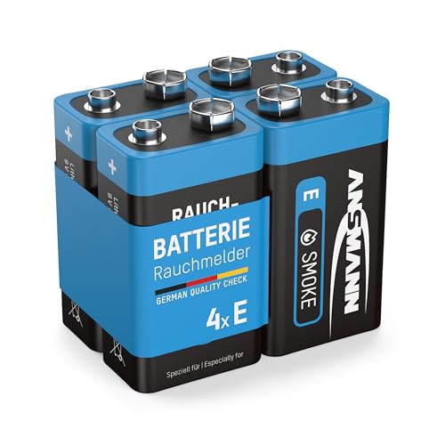 4 ANSMANN Lithium longlife Rauchmelder 9V Block Batterien - Premium Qualität für höhere Leistung, 9V Batterie ideal für Feuermelder, Bewegungsmelder, Alarmanlagen & Kohlenmonoxid Warnmelder