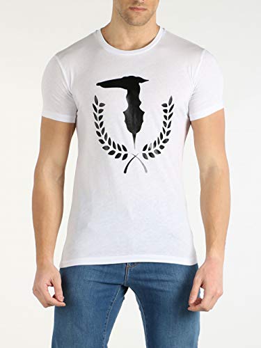 Trussardi Jeans Kurzarm T-Shirt rund Hals Mann Herren Baumwolle Artikel 52T00330, W001 Bianco - White, M
