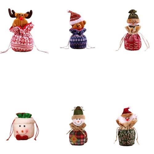6pcs Santa Claus Stoff Geschenktüten Weihnachtsdekorationen Für Home Ornament Party Frohes Neues Jahr Weihnachts