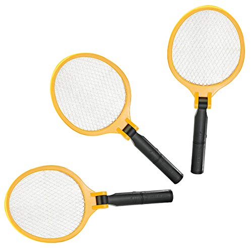 infactory Mückenklatsche: 3er-Set Elektrische Fliegenklatsche mit klappbarem Griff (Mückenschläger)
