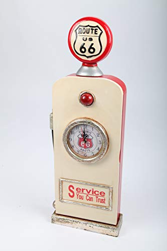 point home Design-Schlüsselschrank Zapfsäule mit Uhr, Retro, rot/weiß, 63cm