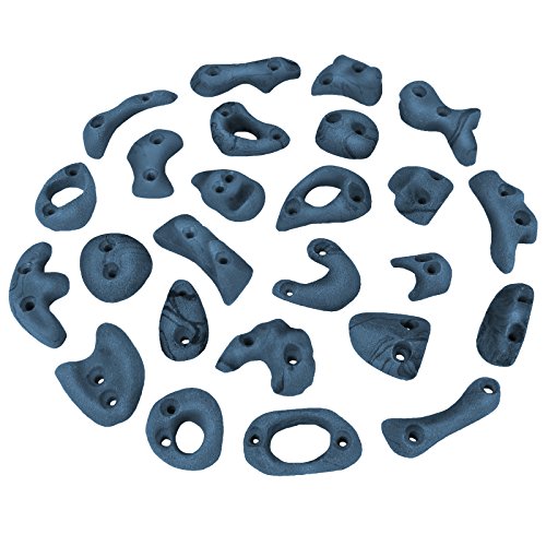 ALPIDEX 25 Klettergriffe - Verschiedene Grifftypen, ideales Starterset, Farbe:blau-meliert