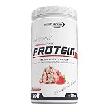 Best Body Nutrition Gourmet Premium Pro Protein, Strawberry Cream Dose, 4 Komponenten Protein Shake: Caseinat, Whey Konzentrat, Whey Isolat, Eiprotein, 500 g Dose