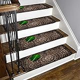 LWPCP Treppenteppich Stufenmatten, Selbstklebend Teppich-Treppenstufen Stoßdämpfung rutschfest Treppenteppiche für Kinder Älteste Haustiere,15pcs