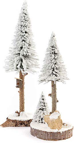 Dregeno Erzgebirge - Miniatur-Nadelbäume mit Vogelhaus weiß 2-teilig