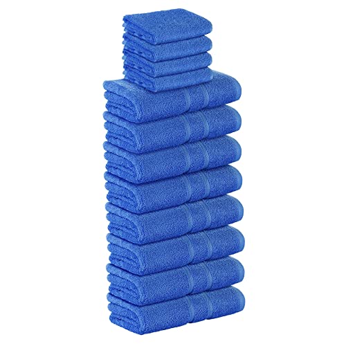 StickandShine 12 TLG. (4X Gästehandtuch / 8X Handtuch) in blau / Premium Frottee Set aus 100% Baumwolle mit 500g/m² 12er Pack