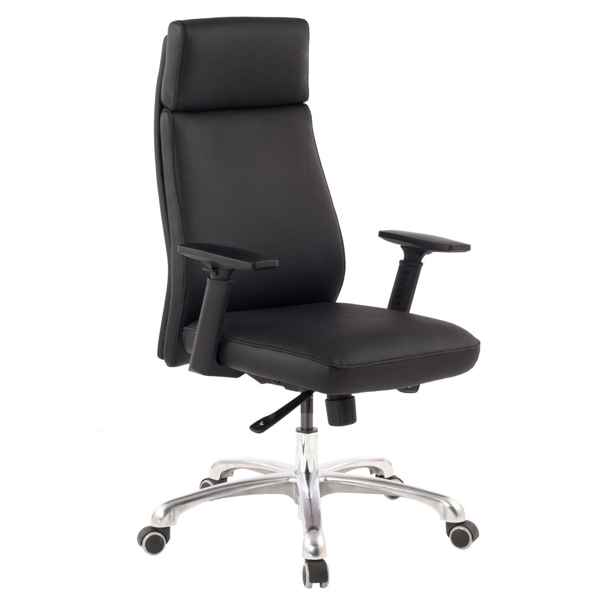 Amstyle Bürostuhl Porto Echt-Leder Schwarz ergonomisch mit Kopfstütze, Design Chefsessel Schreibtischstuhl ergonomisch mit Wippfunktion, Drehstuhl mit Armlehnen X-XL 120 kg