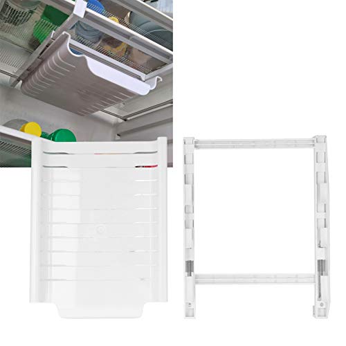 BOLORAMO Kühlschrank Schublade Organizer Weiß Kühlschrank Aufbewahrungsbox, für Küche mit Griff Kühlschrank Regal Halter Aufbewahrungsbox(White)
