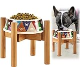 Hundenapfständer – erweiterbare Größe für 15,2 - 20,3 cm Durchmesser kleine und mittelgroße Haustiernapf, Höhe 19,1 erhöhter Futterspender Futterhalter natürliches Bambusholz (nur Ständer)