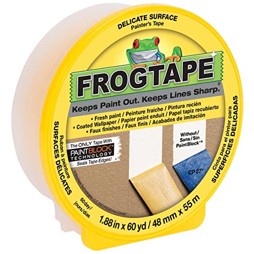 Frog Tape 280222 Klebeband, für empfindliche Oberflächen, 4,8 cm x 50 m, Gelb