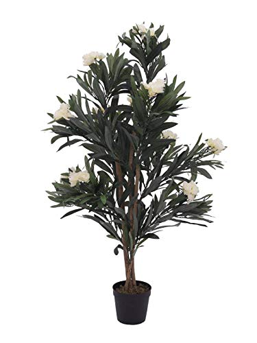 artplants.de Künstlicher Oleander MINOU, weiß, 120cm - Kunstbaum - Deko Baum