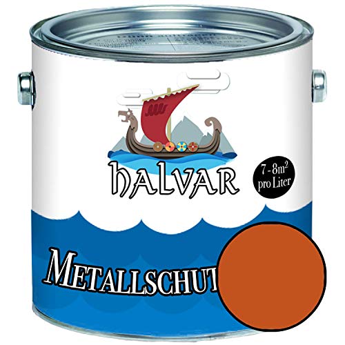 Halvar Metallschutzlack SEIDENMATT Orange RAL 2000-2012 Metallfarbe besonders robuster Kunstharzlack Wetterbeständig & perfekter Langzeitschutz Metall (2,5 L, RAL 2001 Rotorange)