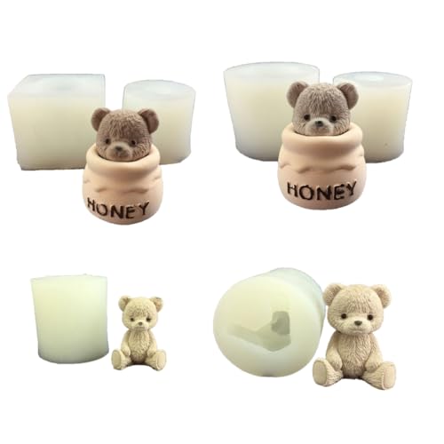 Xuanxi Silikonform, Bärenförmige Kerzenformen, Bärenförmige Harzformen für die Herstellung von Kerzen, Seife, Raumdekorationen
