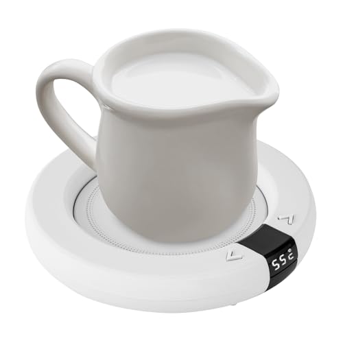 Begoniape Tassenwärmer mit LED Display, Elektrischer Kaffeewärmer Elektrischer Getränkewärmer mit 2 Temperaturstufen Timer, Automatischer Tassenwärmer für Kaffee Tee Milch Heiße 55℃/65℃