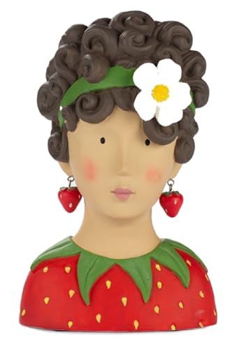 ETC Baden Import Ladykopf Dekokopf Dekobüste Dame mit Blütenstirnband und Erdbeerohrringen