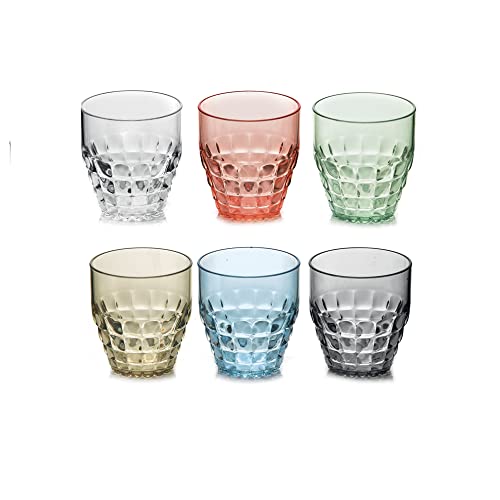 Guzzini Set von 6 Low Tiffany Gläser, bunt