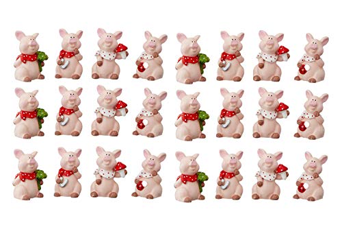 24 Stück Glücksschweine Schweine in Geschenktüte im Display Glücksbringer