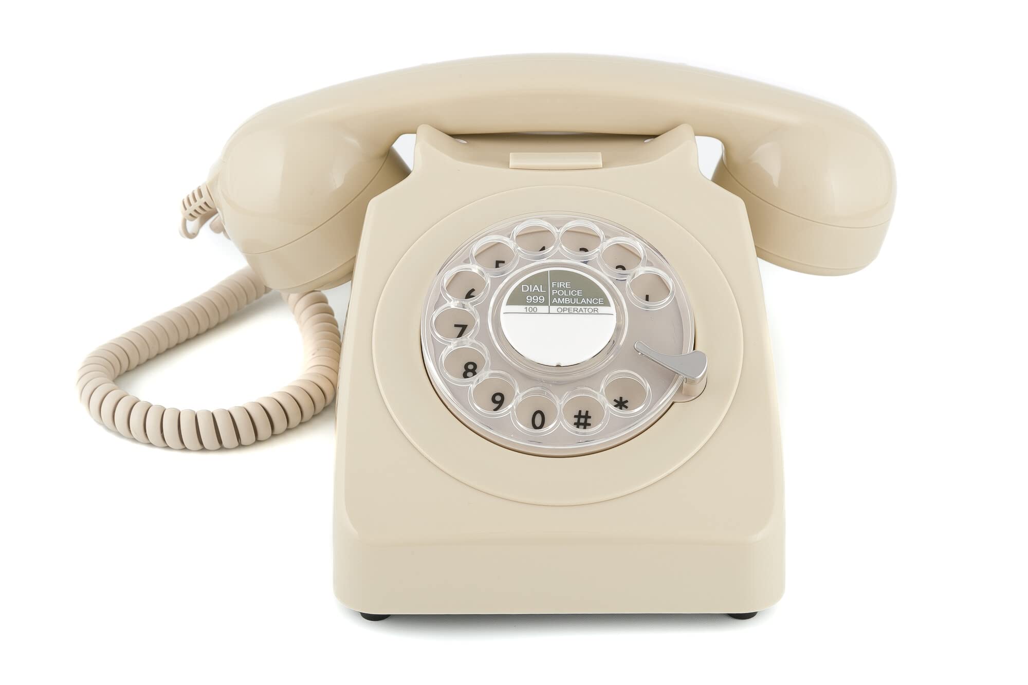 GPO 746ROTARYIVO Retro Telefon mit Wählscheibe im 70er Jahre Design Creme