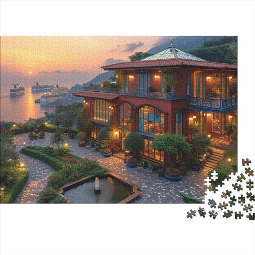 Schönes Haus Puzzle 500 Teile Erwachsener, Beach Haus500 Puzzleteilige, Bwechslungsreiche Puzzle Erwachsene, Spielzeug Geschenk, Familien-Puzzlespiel 500pcs (52x38cm)