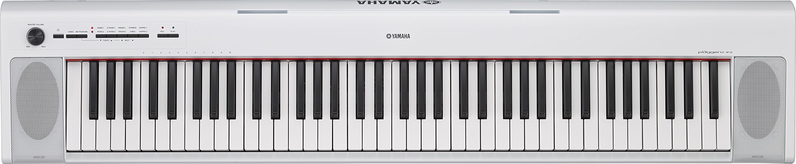 Yamaha Keyboard Piaggero NP-32WH, weiß – Leichtes Keyboard im Piano Design mit 76 Graded Soft Touch Tasten – Mit Aufnahmefunktion, Kopfhörer- und Sustain-Pedal Anschluss