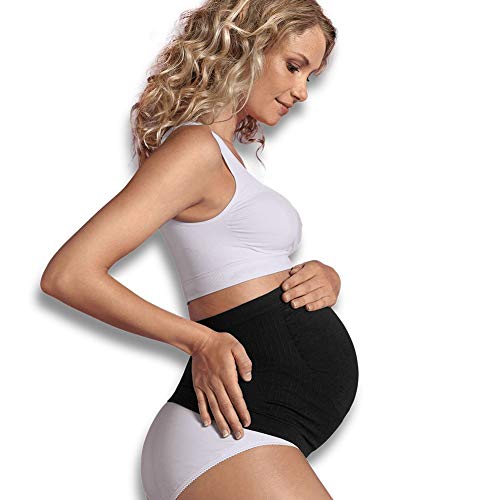 Carriwell unterstützendes Schwangerschafts-Bauchband, wärmt & lindert Rückenschmerzen in der Schwangerschaft, reduziert Risiko von Muskelzerrungen, nahtlos, schwarz, Größe: L