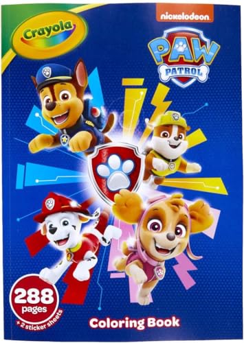 YYST Crayola Paw Patrol Coloring Book with Stickers, Gift for Kids, 288 Pages, Ages 3, 4, 5, 6