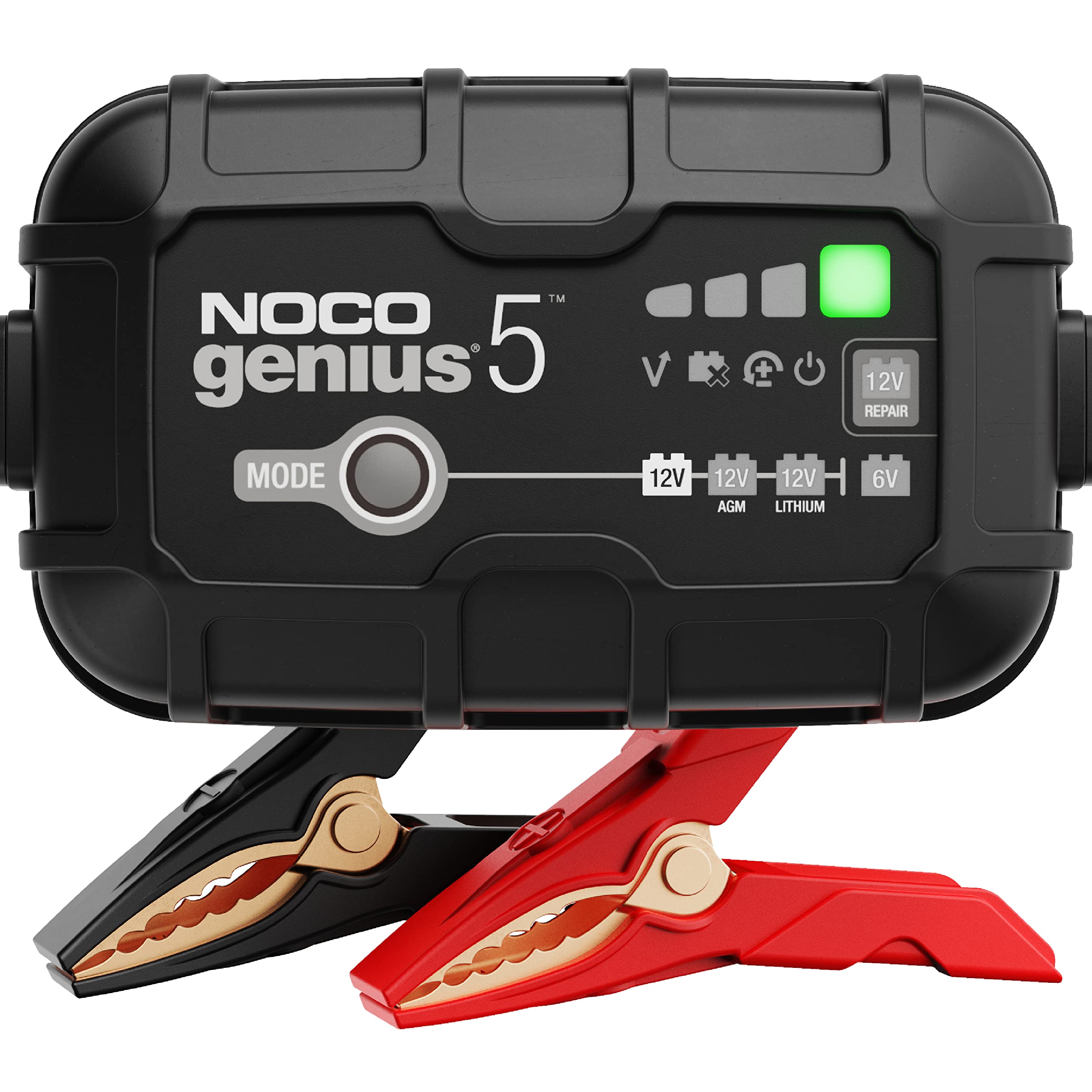 NOCO GENIUS5EU, 5A Autobatterie Ladegerät, 6V und 12V Batterieladegerät, Erhaltungsladegerät, Batterieerhaltungsgerät und Desulfator für AGM, Gel, Start und Stopp, EFB und Lithium Ionen Batterien