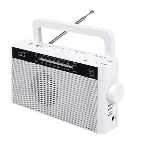 LTC Sona Tragbares Retro-Radio mit Bluetooth/AM/FM / MP3 / USB/SD 1200mAh Akku Teleskopantenne (Weiß)