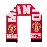 Manchester United FC - Strickschal - Offizielles Merchandise - Geschenk für Fußballfans - Jacquard-Muster - Rot ‚Glory Glory‘