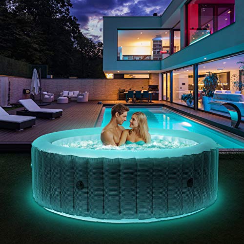 Miweba MSpa aufblasbarer Whirlpool 2021 Starry C-ST061 Outdoor - inkl. LED Band - 138 Düsen - 204 x 70 cm - Tüv GS geprüft - 930 Liter - Pool aufblasbar (Comfort Starry 6 Personen)