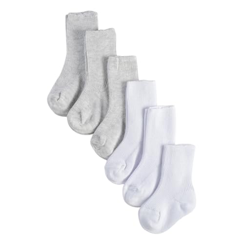 CALZITALY PACK 2, 4, 6 Paare Sock für Baby, Socken für Kind, Baby Socken aus Baumwolle, Weicher Rippenstrick | 0 bis 12 Monate | Made in Italy (3-6 monate, 6 Paare: Melange Grau+Weiß)