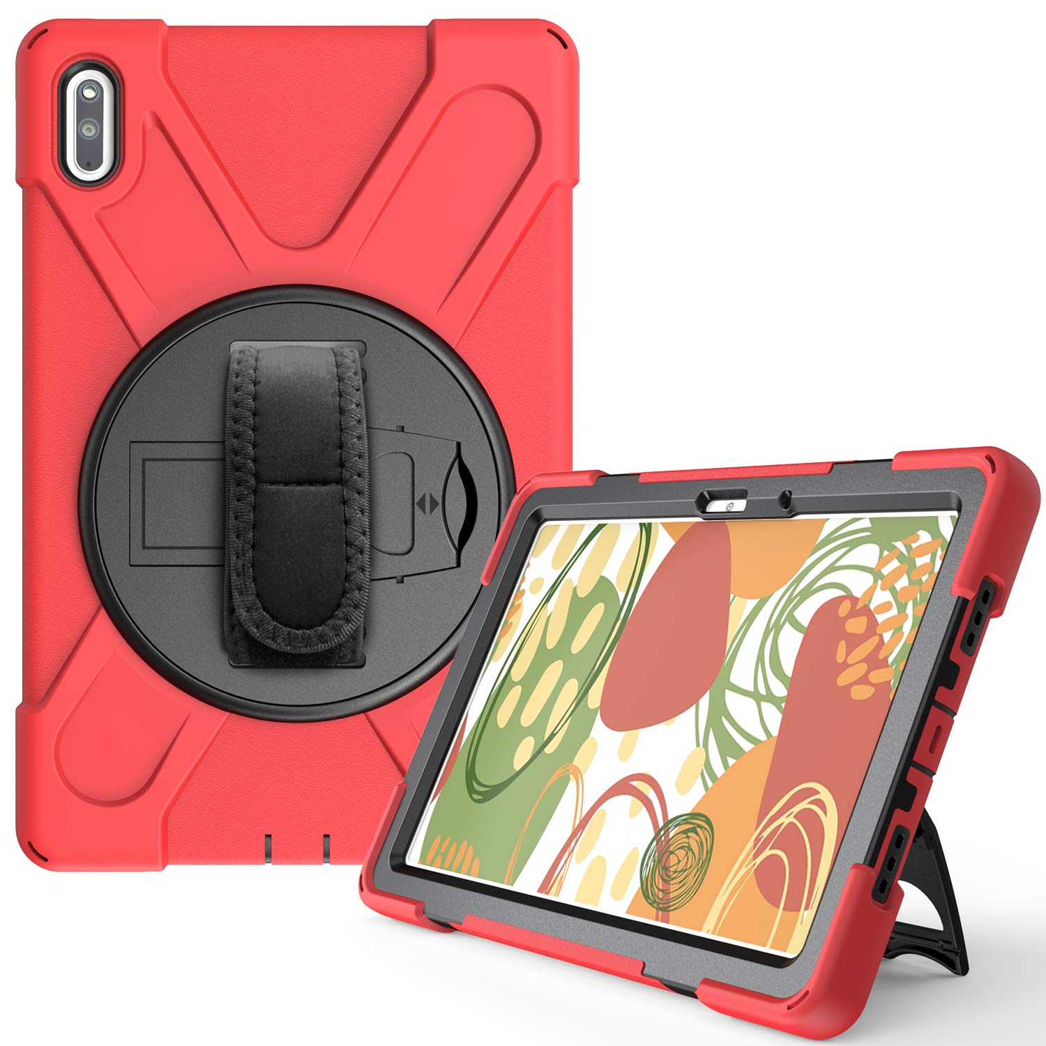 YGoal Hülle für Huawei MatePad 10.4 - [Handschlaufe] [Schultergurt] Robuste Schutzhülle mit Fallschutz Case Cover für Huawei MatePad 10.4 Zoll, Rot