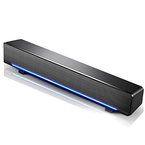 Heayzoki Soundbar, USB-kabelgebundener Stereo-Soundbar-Musik-Player Bass-Surround-Soundbox 3,5-mm-Eingang für PC-Handys, kompakte Smart-Soundbar mit DSP-Bass-Sound-Technologie(Schwarz)