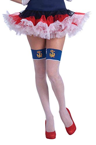 Lady In The Navy Nautical Fishnet Costume Thigh Highs One Size