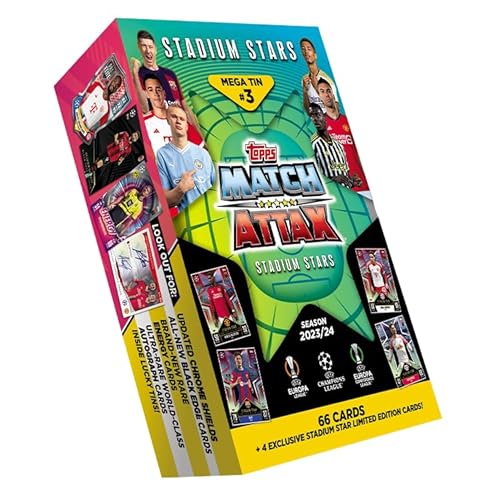 Topps Match Attax 23/24 - Mega Tin 3 - enthält 66 Match Attax Karten plus 4 exklusive Stadium Stars Limited Edition Karten
