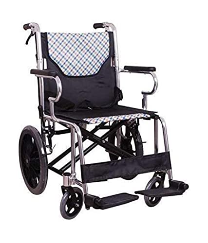 Leichter Rollstuhl für ältere Menschen, zusammenklappbarer Transportrollstuhl, tragbarer Aluminium-Rollstuhl mit Begleitantrieb und vollen Armen für Senioren, Erwachsene und behinderte Benut