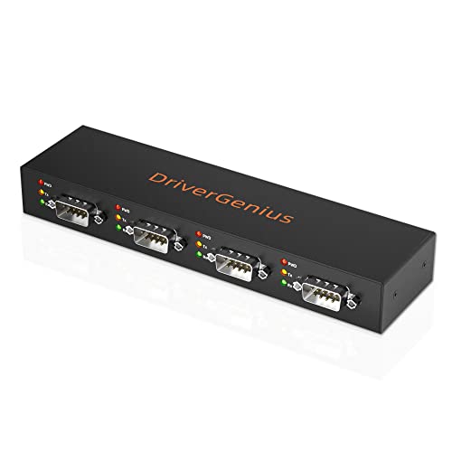 DriverGenius 4 Port Industriell USB 2.0 auf Seriell DB9 Konverter RS232 Adapter Hub ( 4XRS232, Metall, Win & Mac )