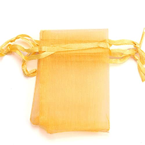 100 Stück/Los Organzabeutel Hochzeitsbeutel Süßigkeitsbeutel Geschenkbeutel Schmuckverpackung Display-gelb,7x9cm 100St